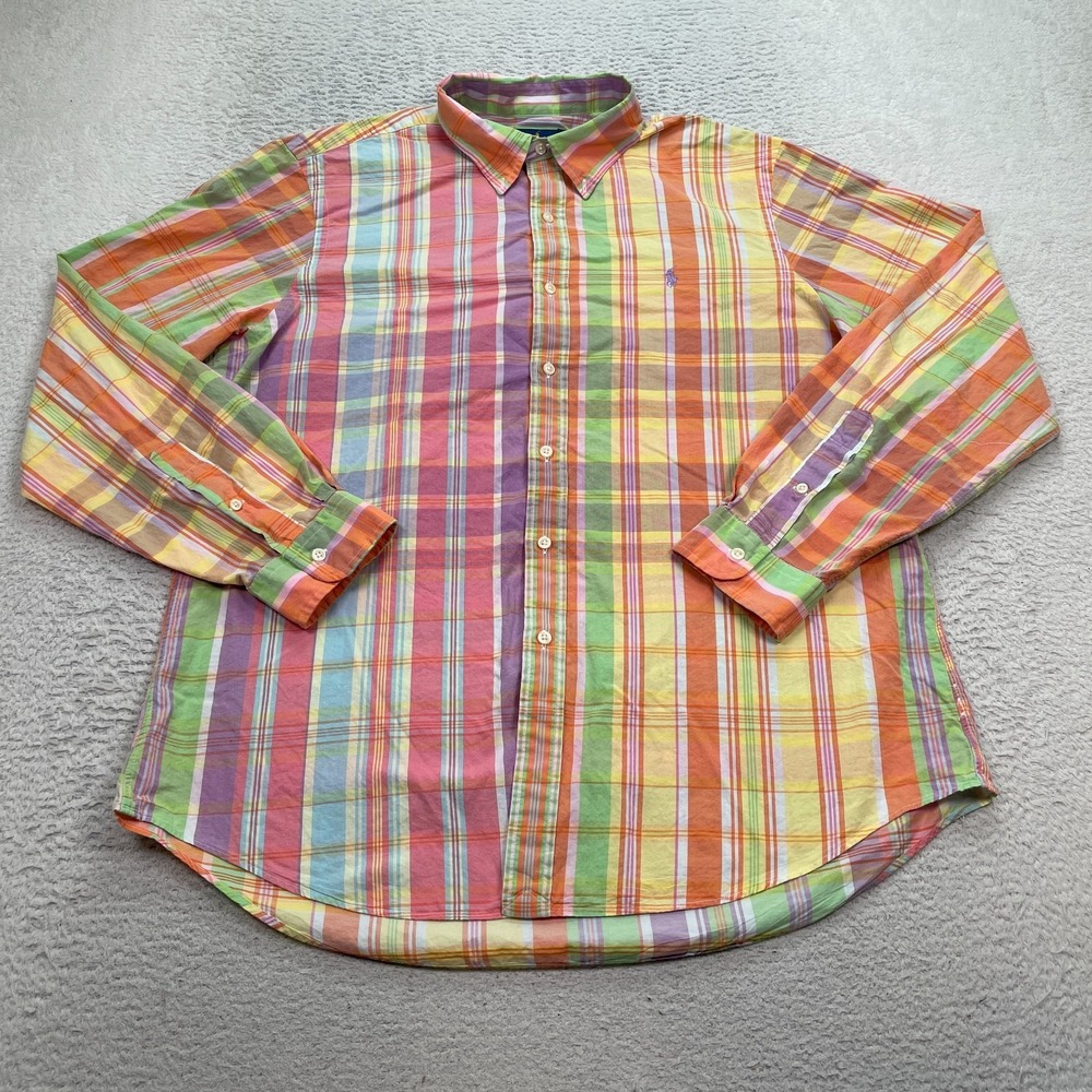Polo Ralph Lauren Beach Twill Shirt Men's Size XL Easter Plaid Button Up